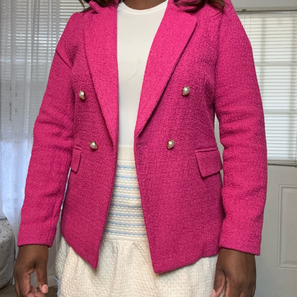 Nanette Lepore Pink Double-Breasted Blazer
